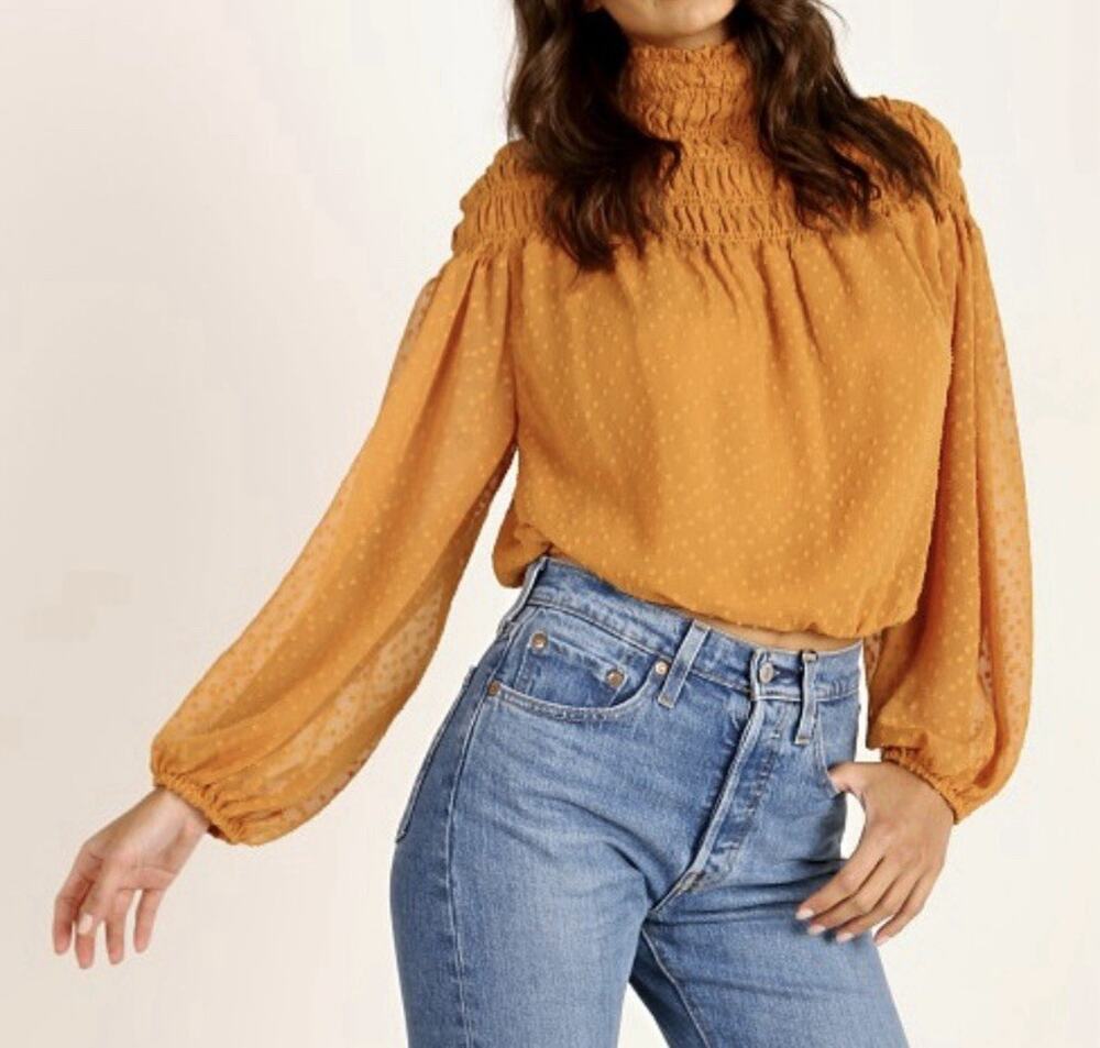 Anthropologie's Astr The Label Libra Top, Balloon Sleeves, Women’s S Boho Indie